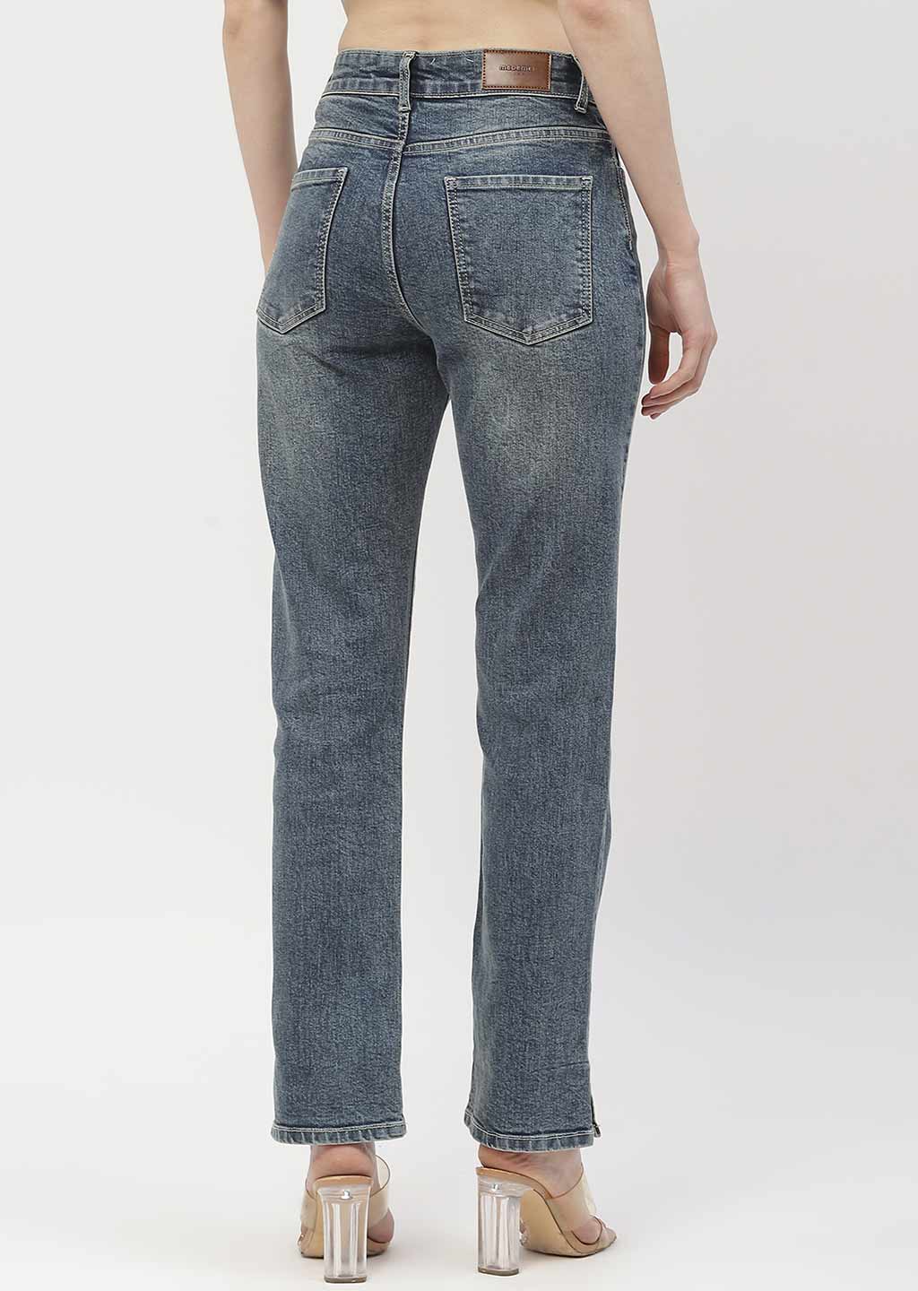 Madame Washed Blue Straight Fit Jeans - Image 3