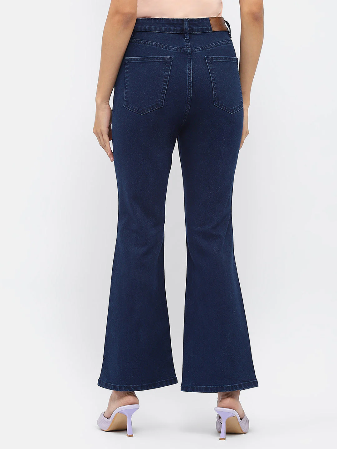 Madame Solid Blue Flared Denim Jeans - Image 5