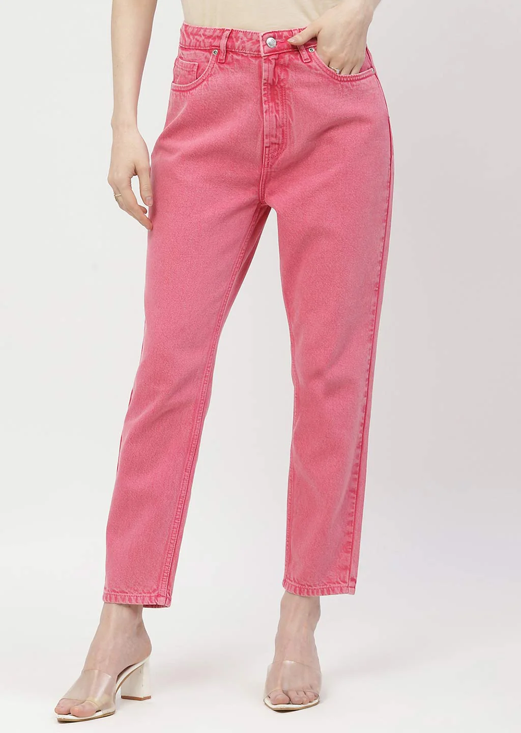 Madame Mid Rise Pink Mom Fit Jeans - Image 2