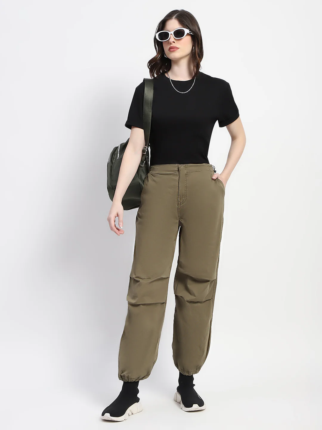 Madame Relax Fit Olive Cotton Joggers - Image 2