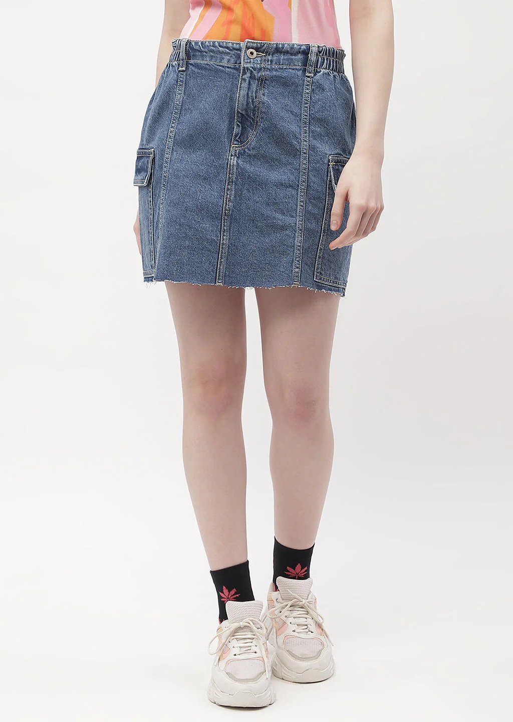 Madame Flap Pocket Blue Mini Skirt - Image 3