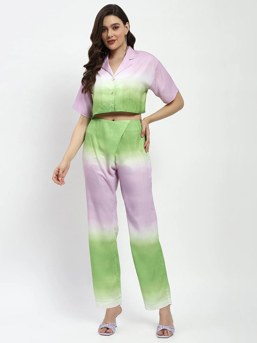 Madame Ombre Effect Green And Lavender Co-Ord Set - Image 2