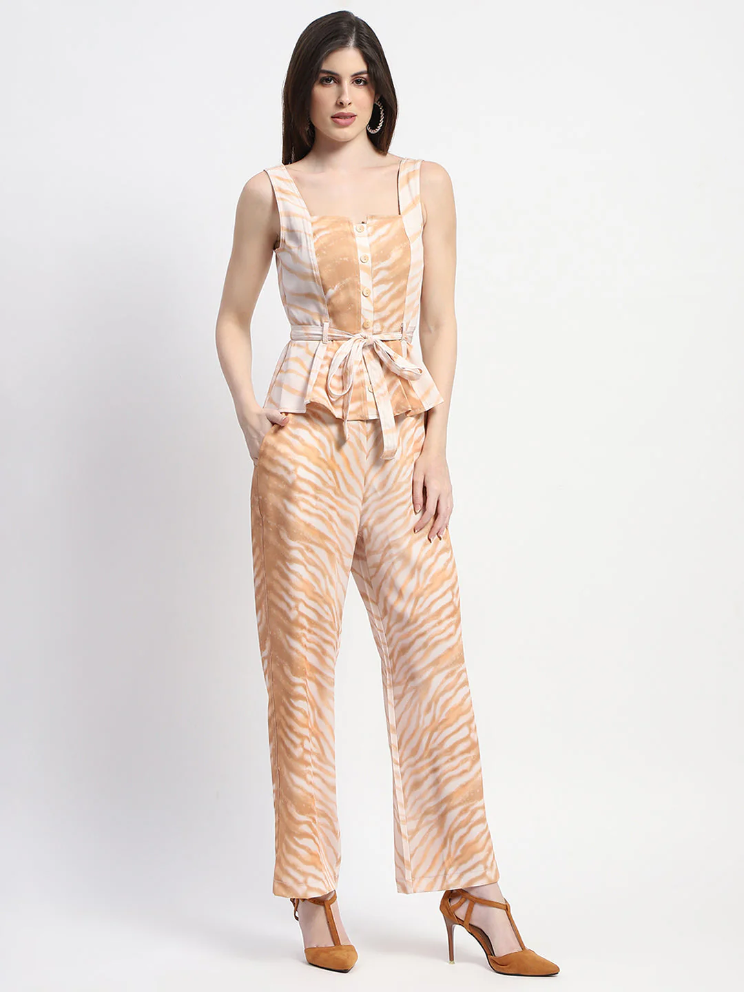 Madame Zebra Print Tan Co-ord Set - Image 3
