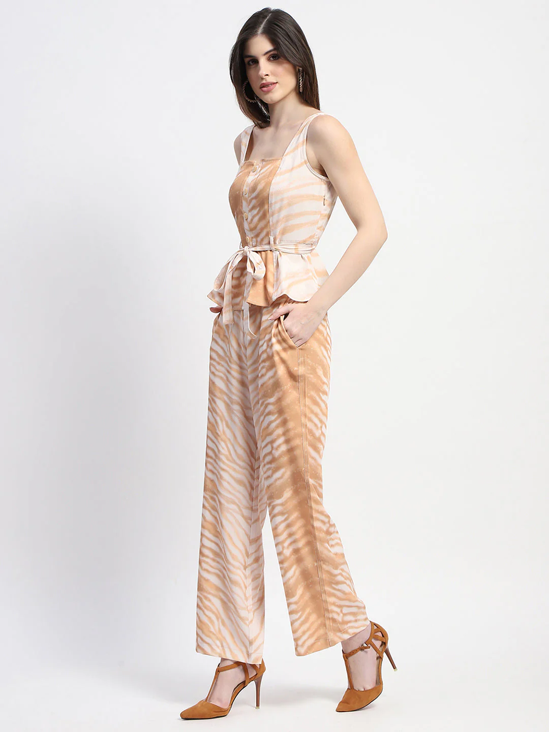 Madame Zebra Print Tan Co-ord Set - Image 4