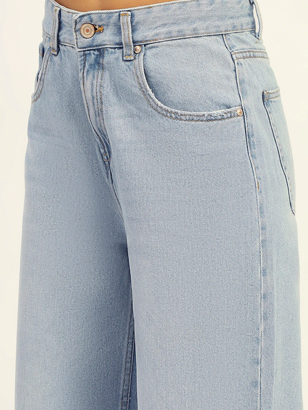 Madame Mid Rise Solid Ice Blue Jeans - Image 6