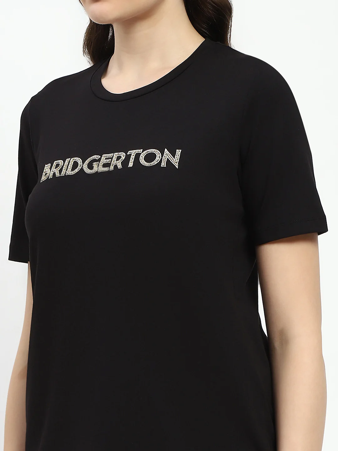 Madame Bridgerton Crystal Embellished Black T-Shirt - Image 7