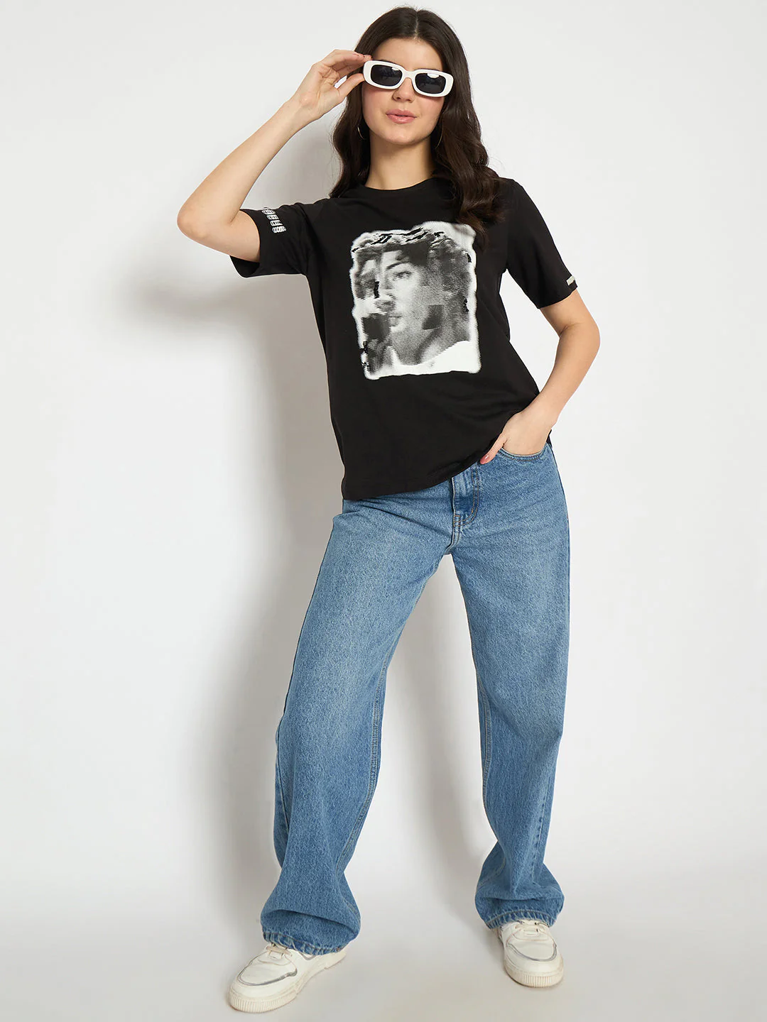 Madame Graphic Print Black Cotton T-shirt - Image 2