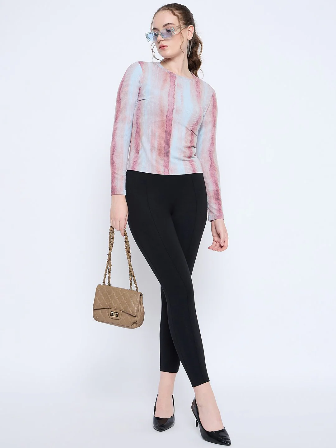 Madame Abstract Print Crew Neck Loose Fit Rust Top - Image 2