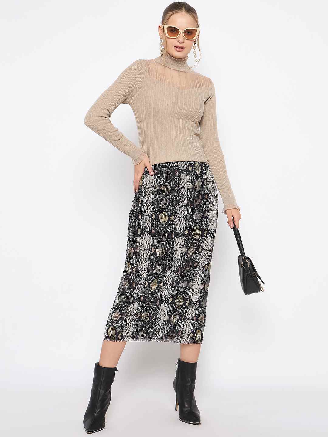 Madame Semi Sheer Fawn Knitted Top - Image 2
