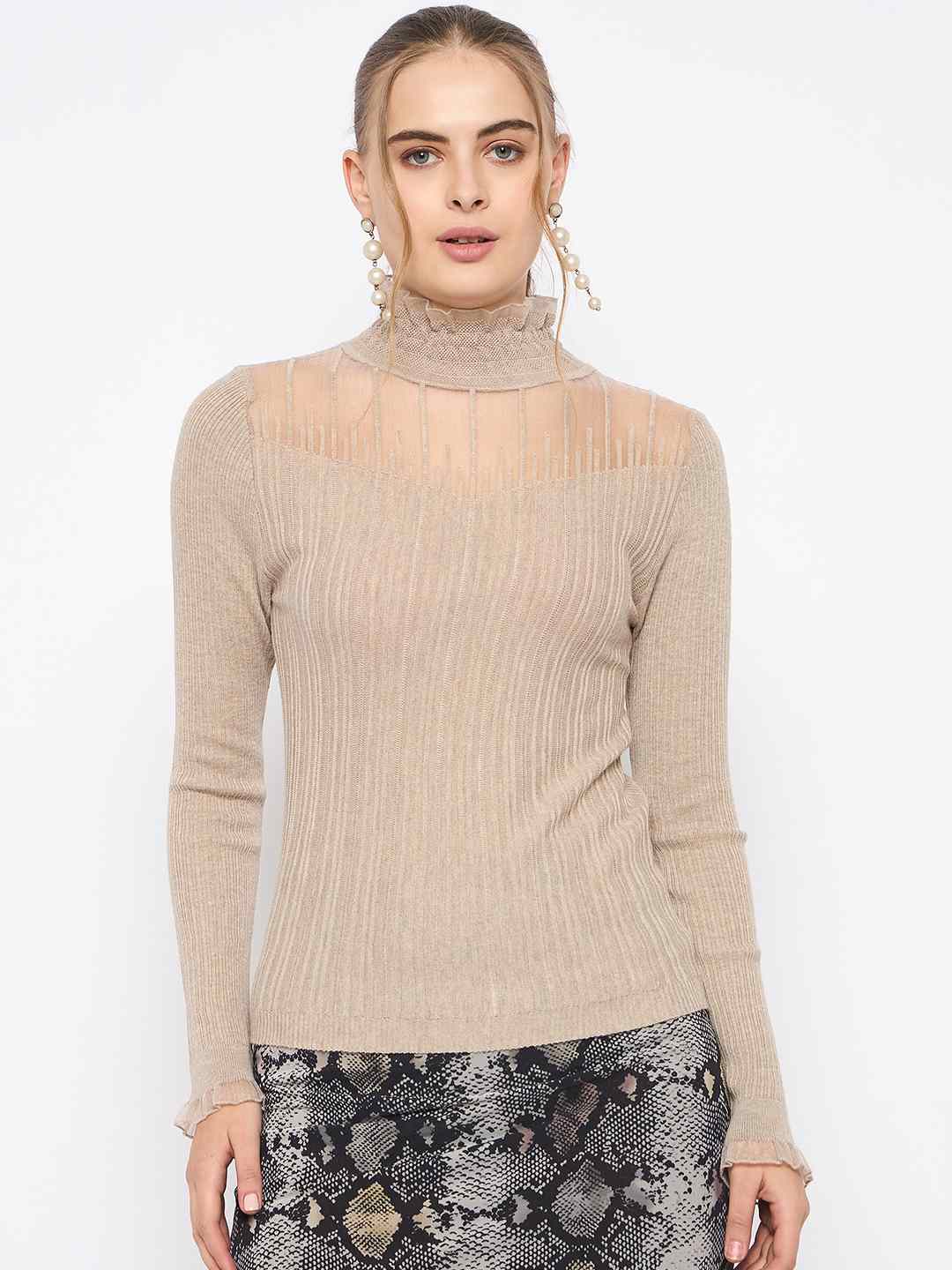 Madame Semi Sheer Fawn Knitted Top - Image 3