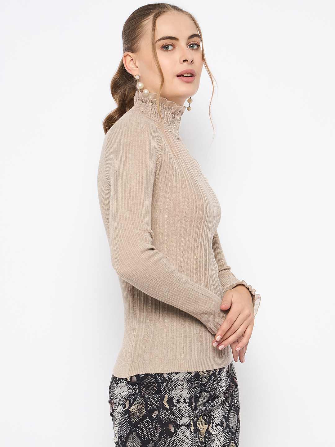 Madame Semi Sheer Fawn Knitted Top - Image 4