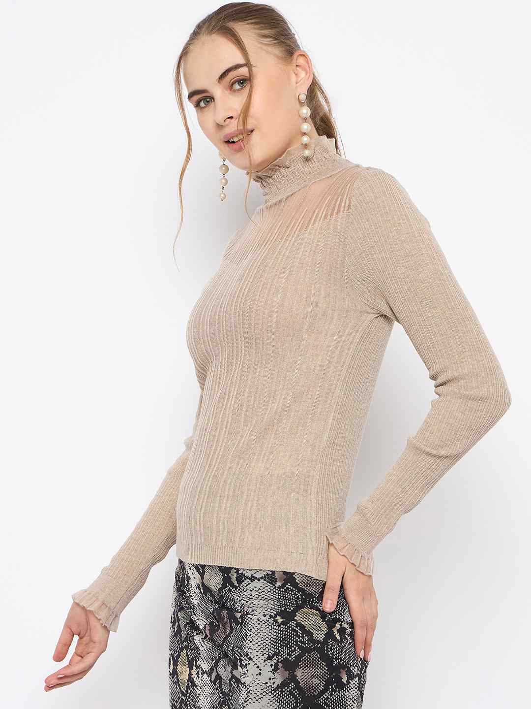Madame Semi Sheer Fawn Knitted Top - Image 5