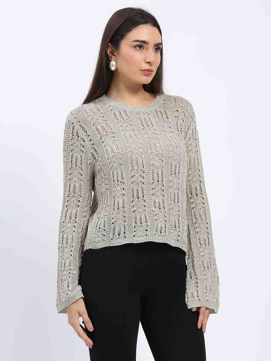 Madame Beige Loose Knit Top - Image 3