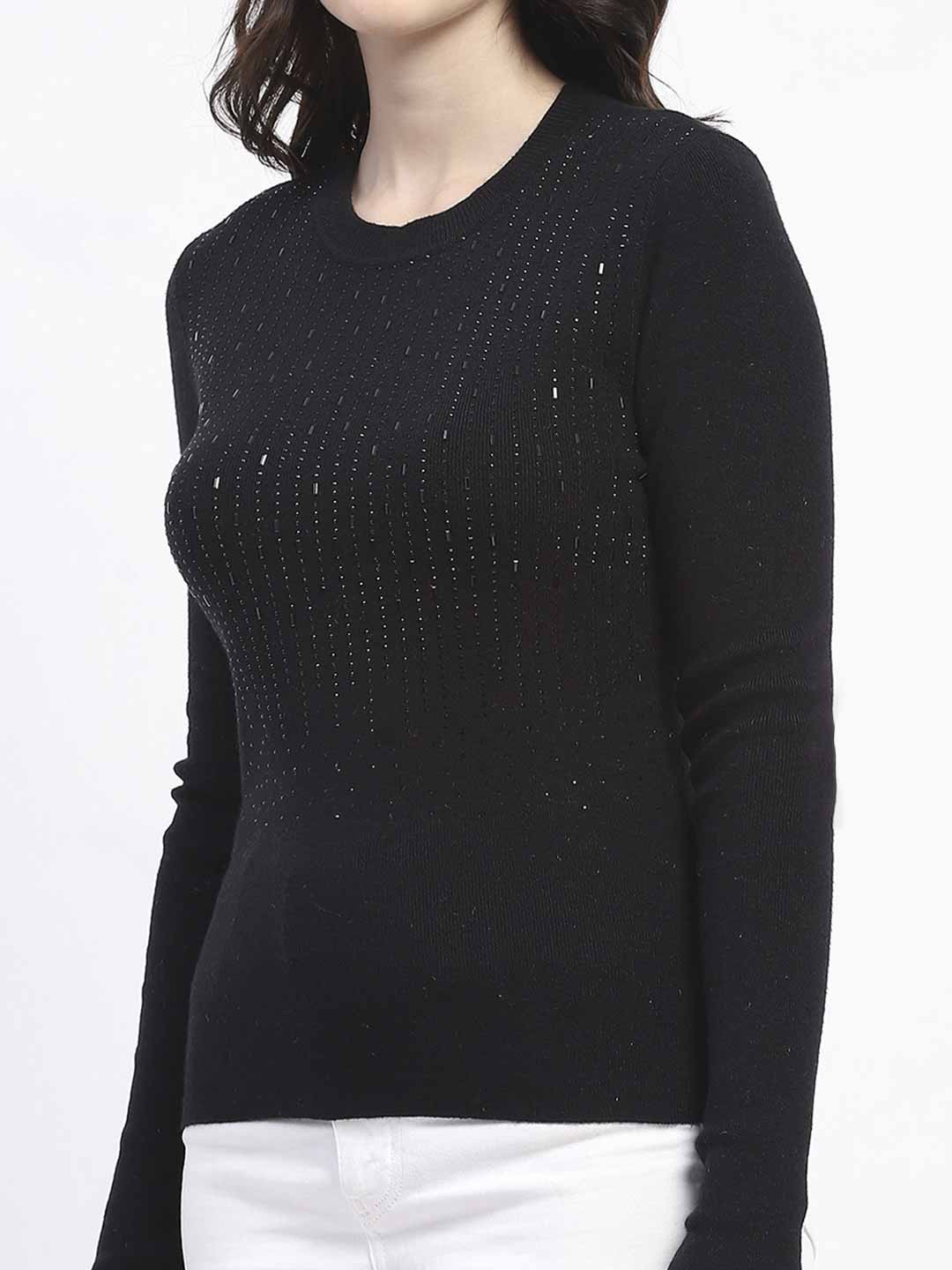 Madame Embellishment Adorned Black Knitted Top - Image 7