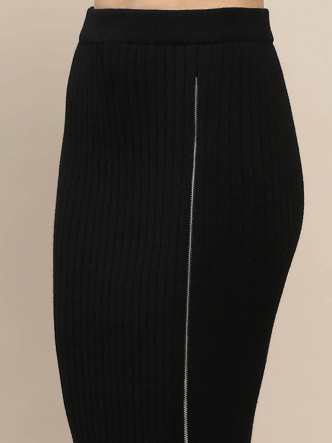 Madame Zip Detailed Top and Skirt Black Co-Ord Set - Image 6