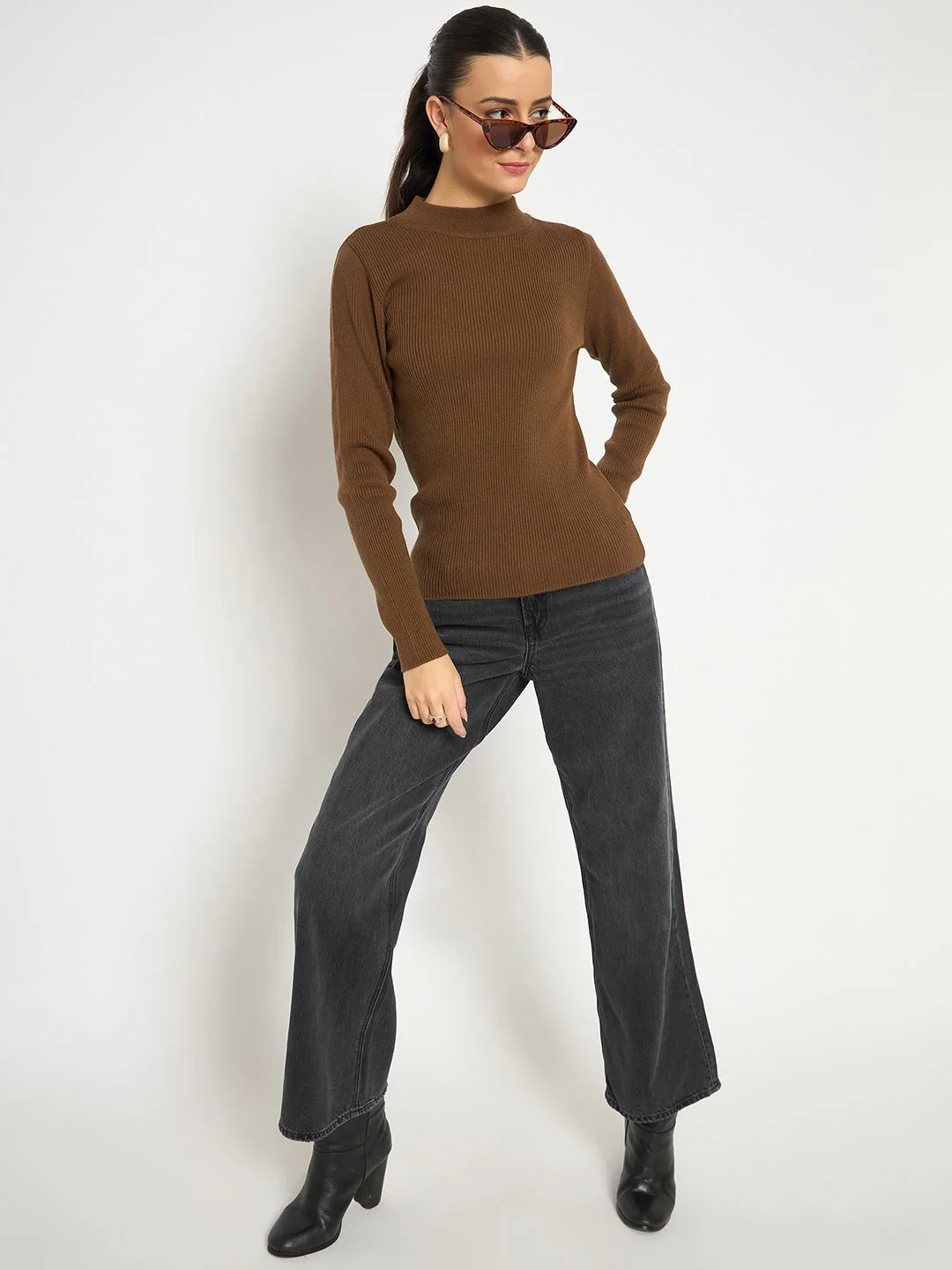 Madame Mock Neck Coffee Brown Skeeve - Image 2