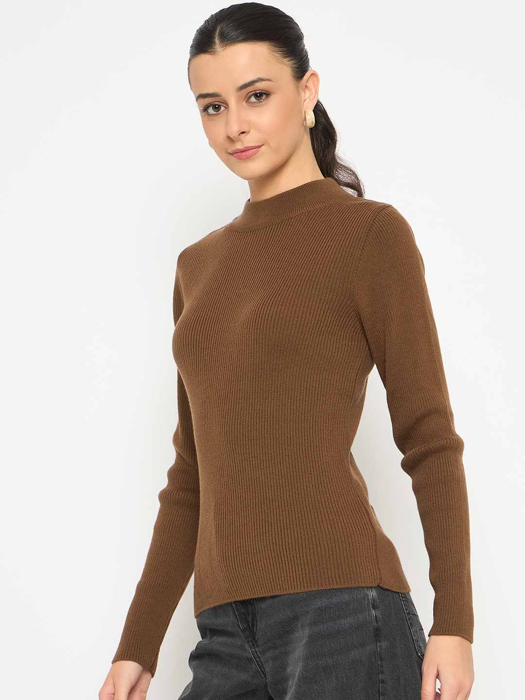 Madame Mock Neck Coffee Brown Skeeve - Image 5