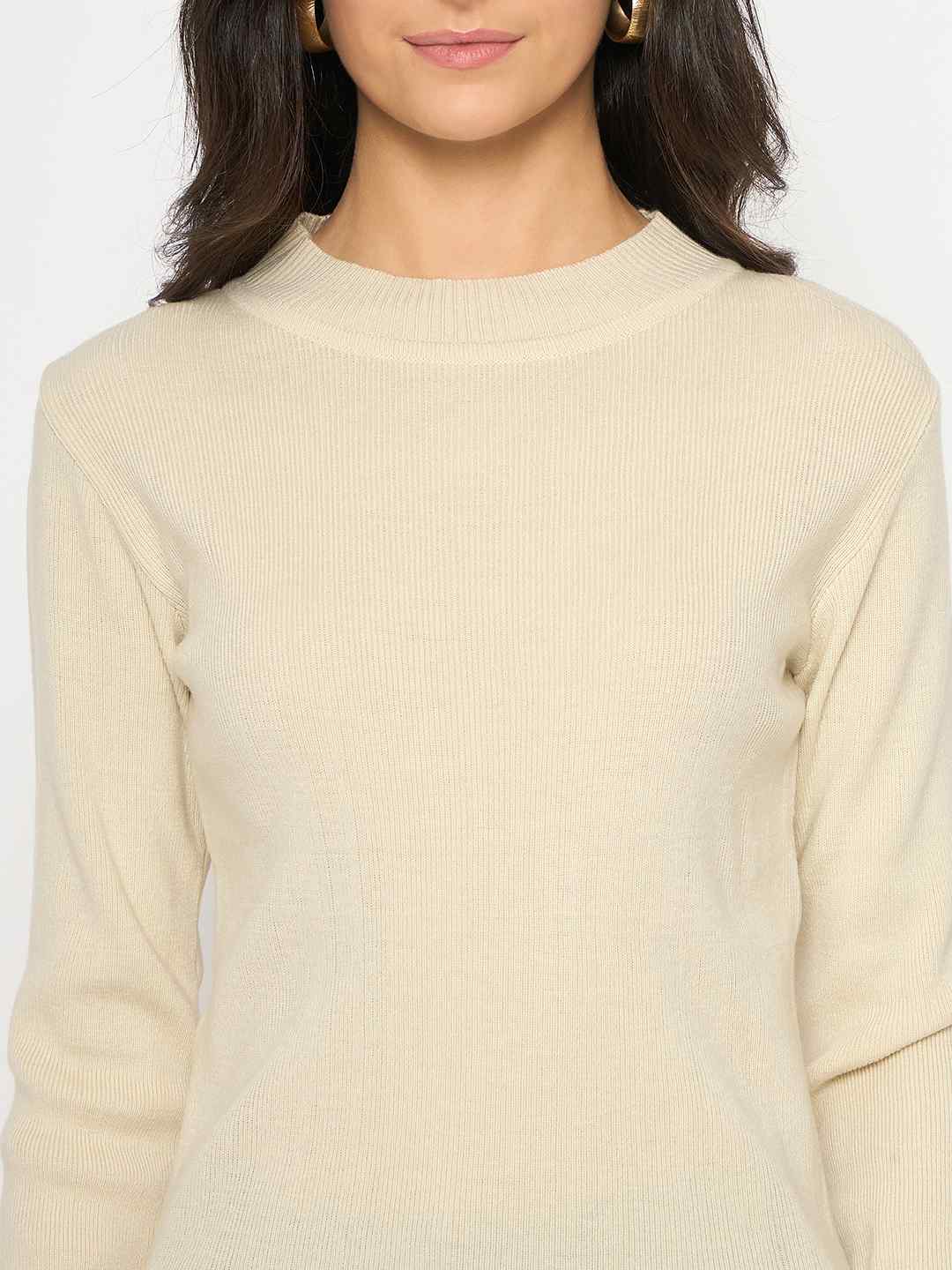 Madame Mock Neck Solid Beige Skeeve - Image 7
