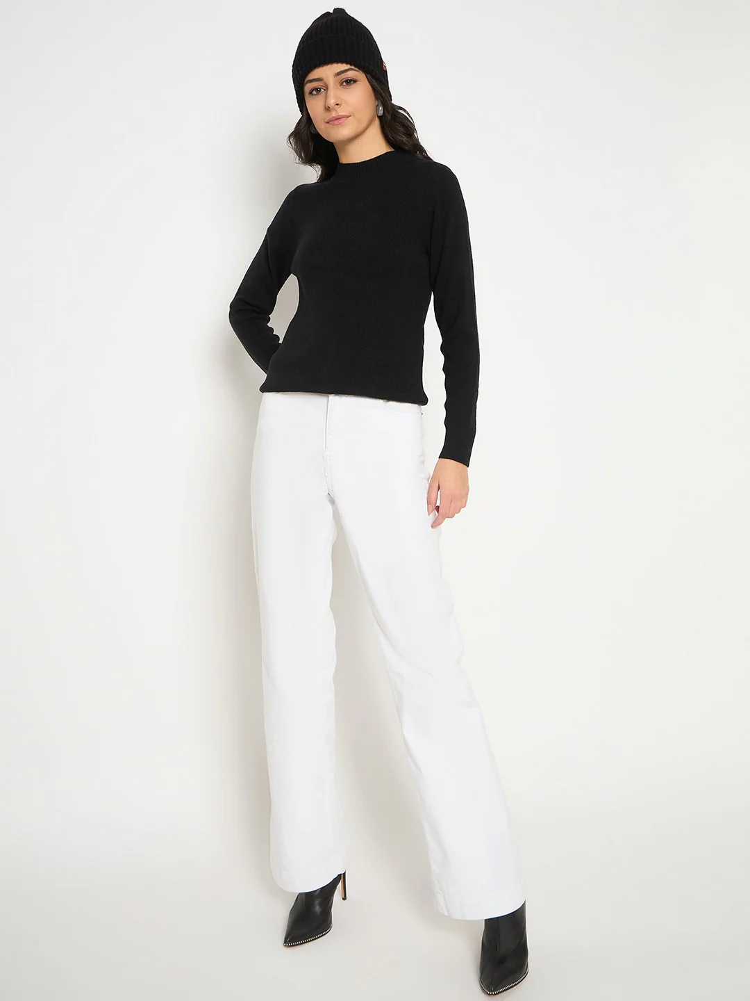 Madame Mock Neck Solid Acrylic Black Skeeve - Image 2