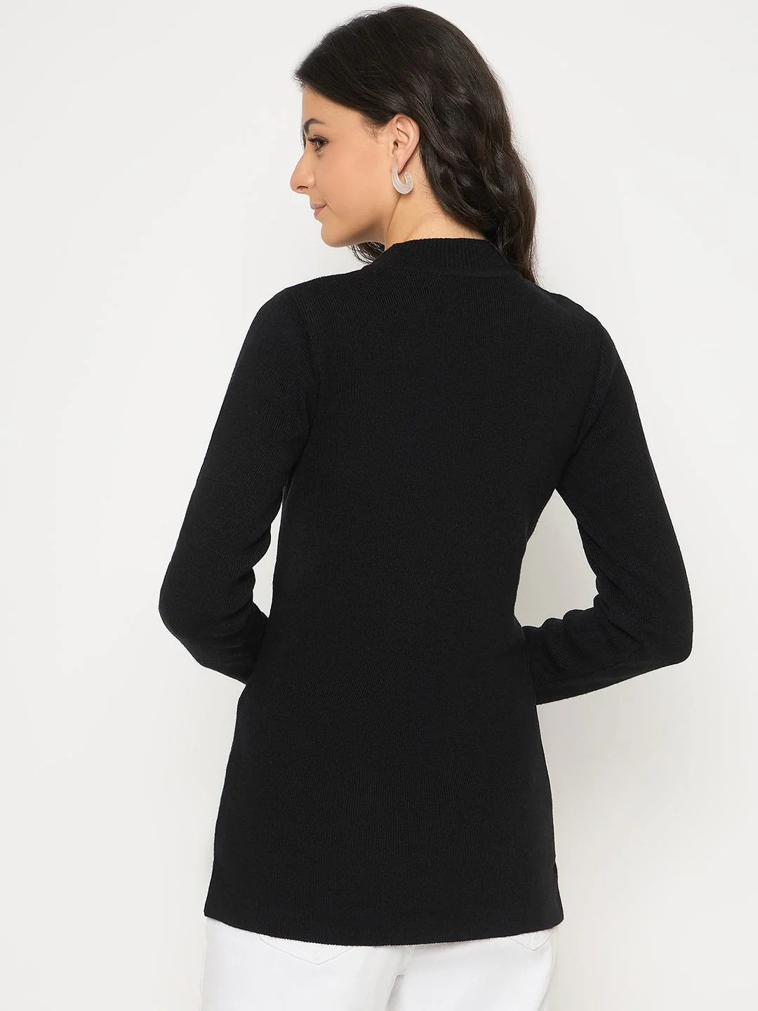 Madame Mock Neck Solid Acrylic Black Skeeve - Image 6