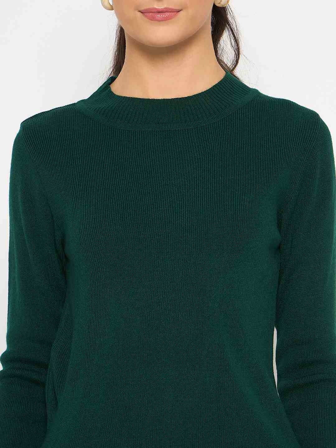 Madame Mock Neck Solid Green Skeeve - Image 7
