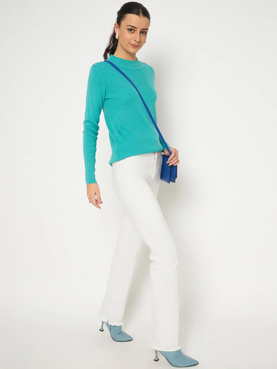 Madame Mock Neck Solid Sea Green Skeeve - Image 2