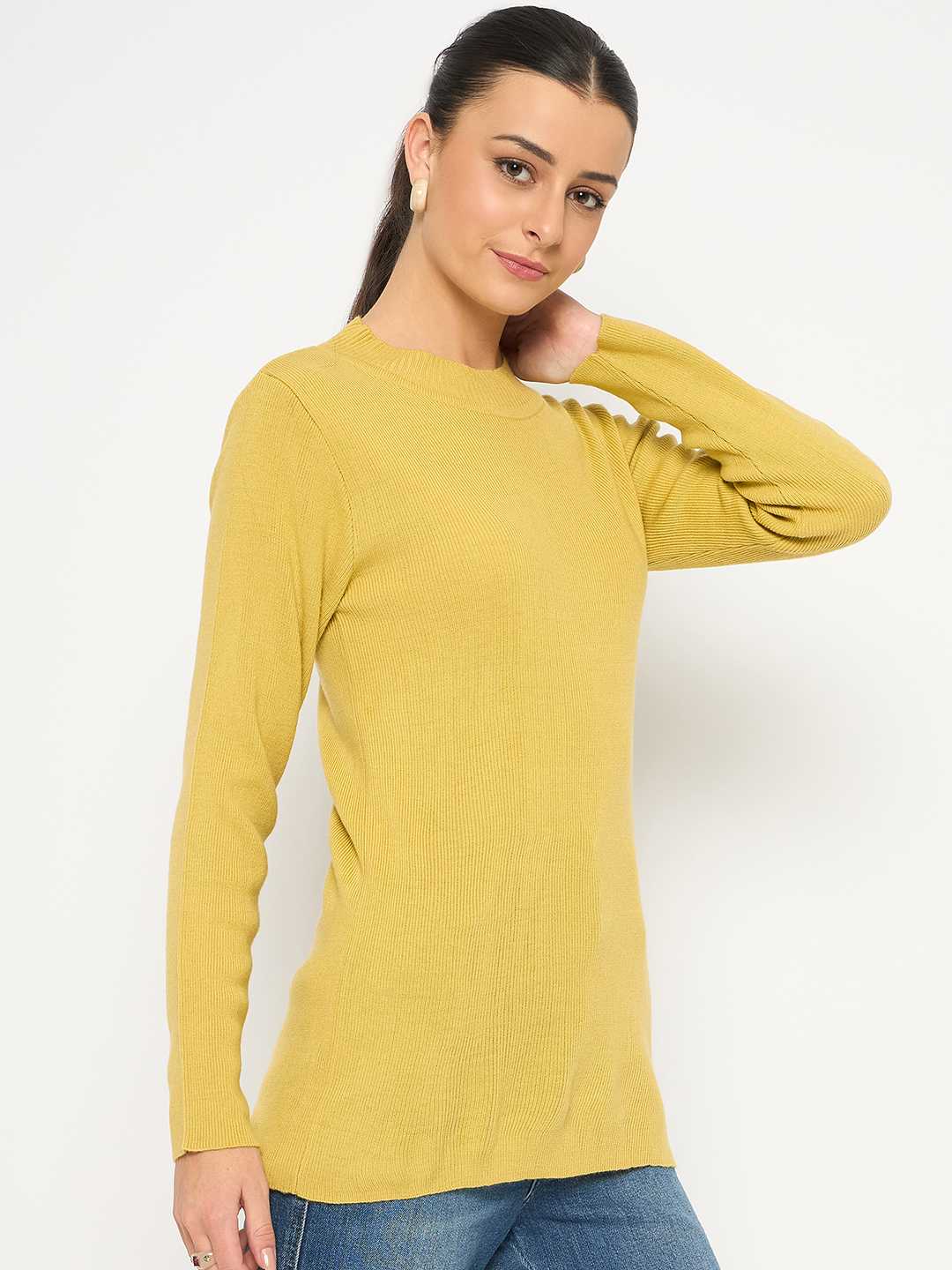 Madame Mock Neck Solid Yellow Skeeve - Image 4