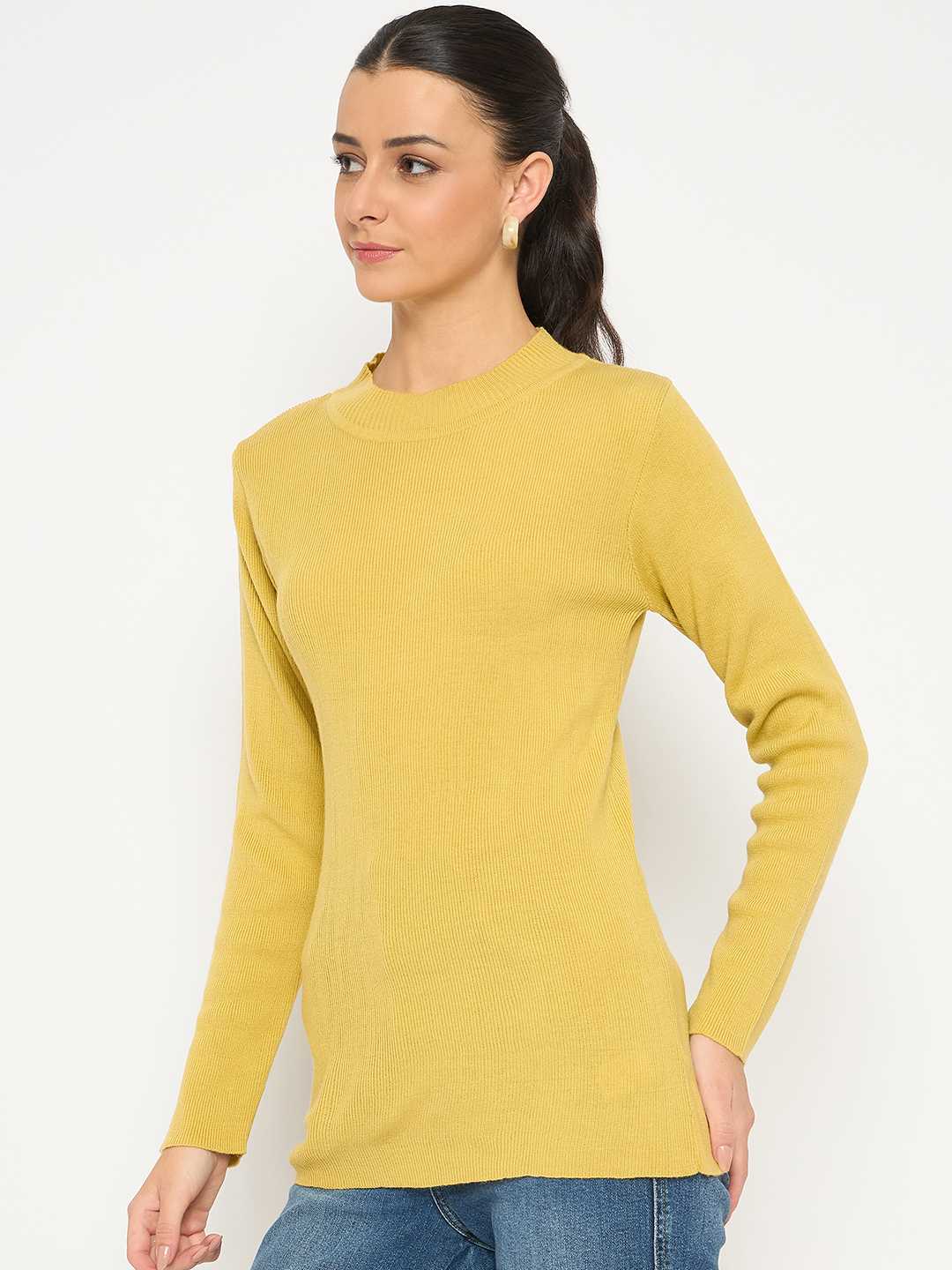 Madame Mock Neck Solid Yellow Skeeve - Image 5