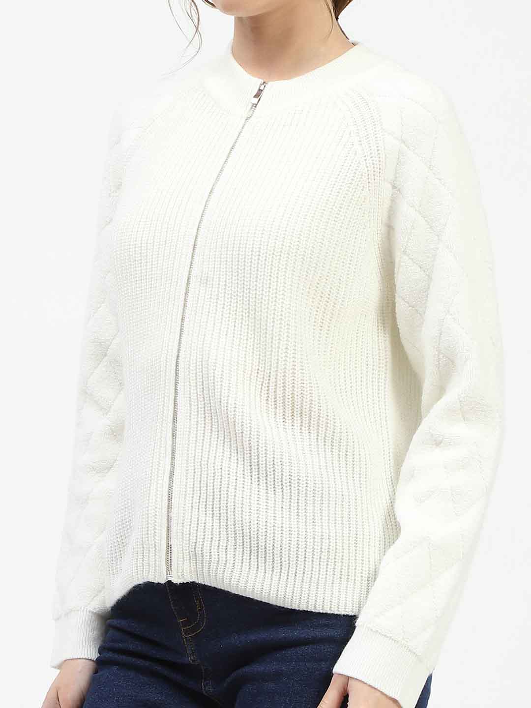 Madame Off-White Zip-Up Sweater - Image 6