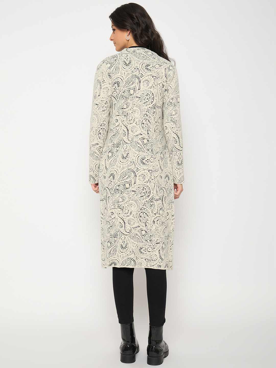 Madame Abstract Print Off White Long Shrug - Image 6