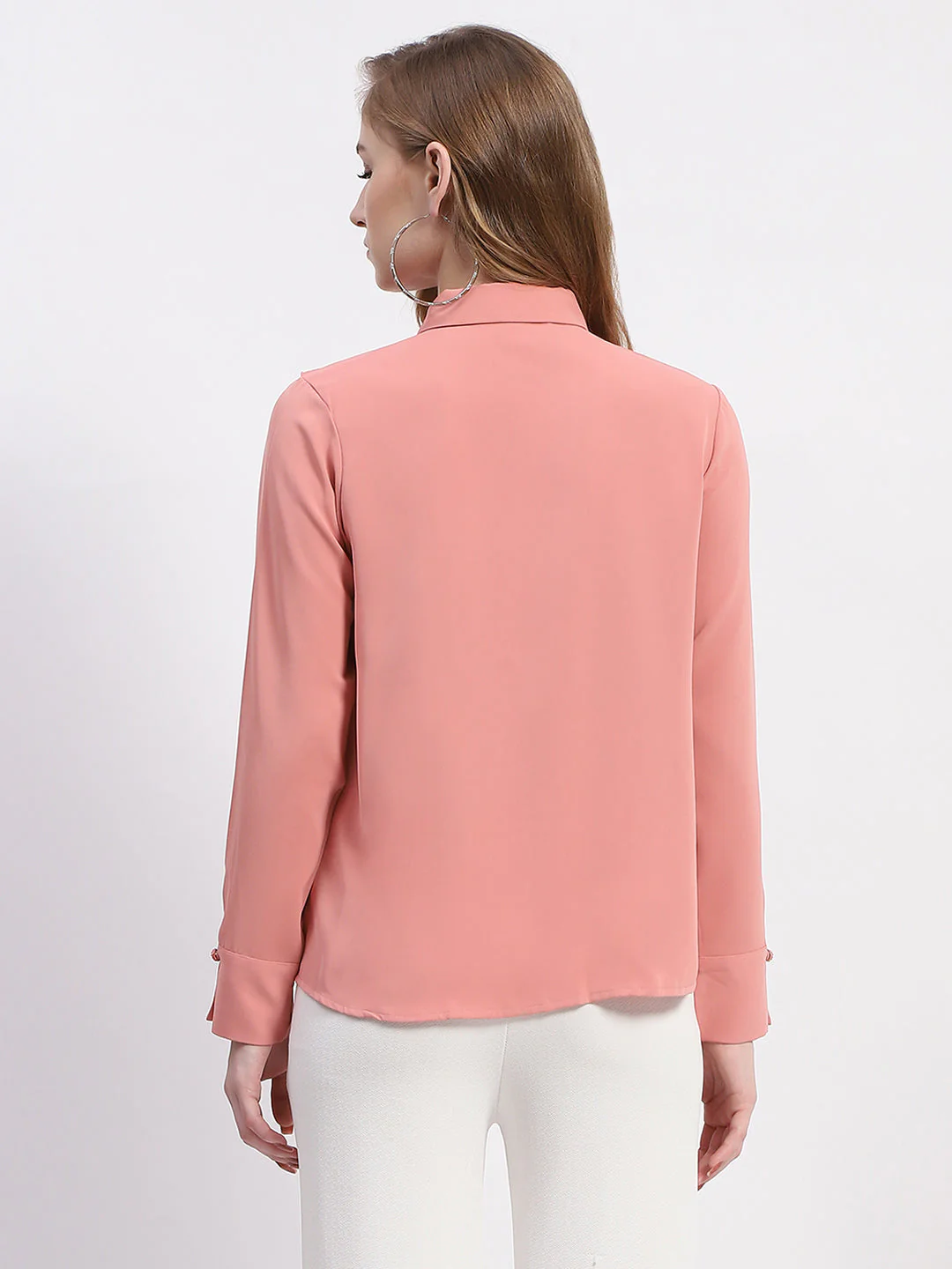 Madame Ruffle Collar Solid Blush Shirt - Image 5