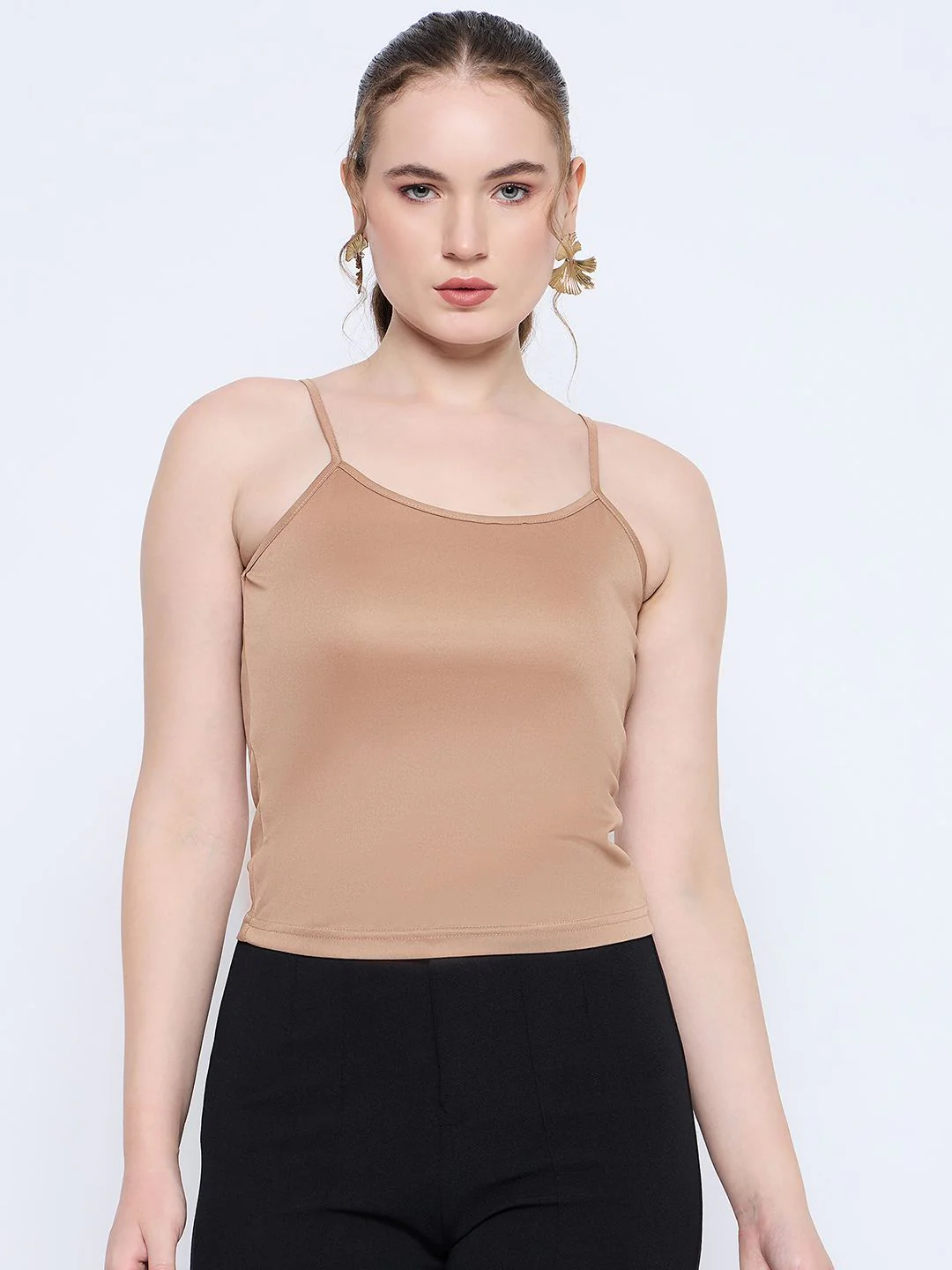 Madame Crushed Tissue Flounce Sleeve Beige Shirt - Image 6