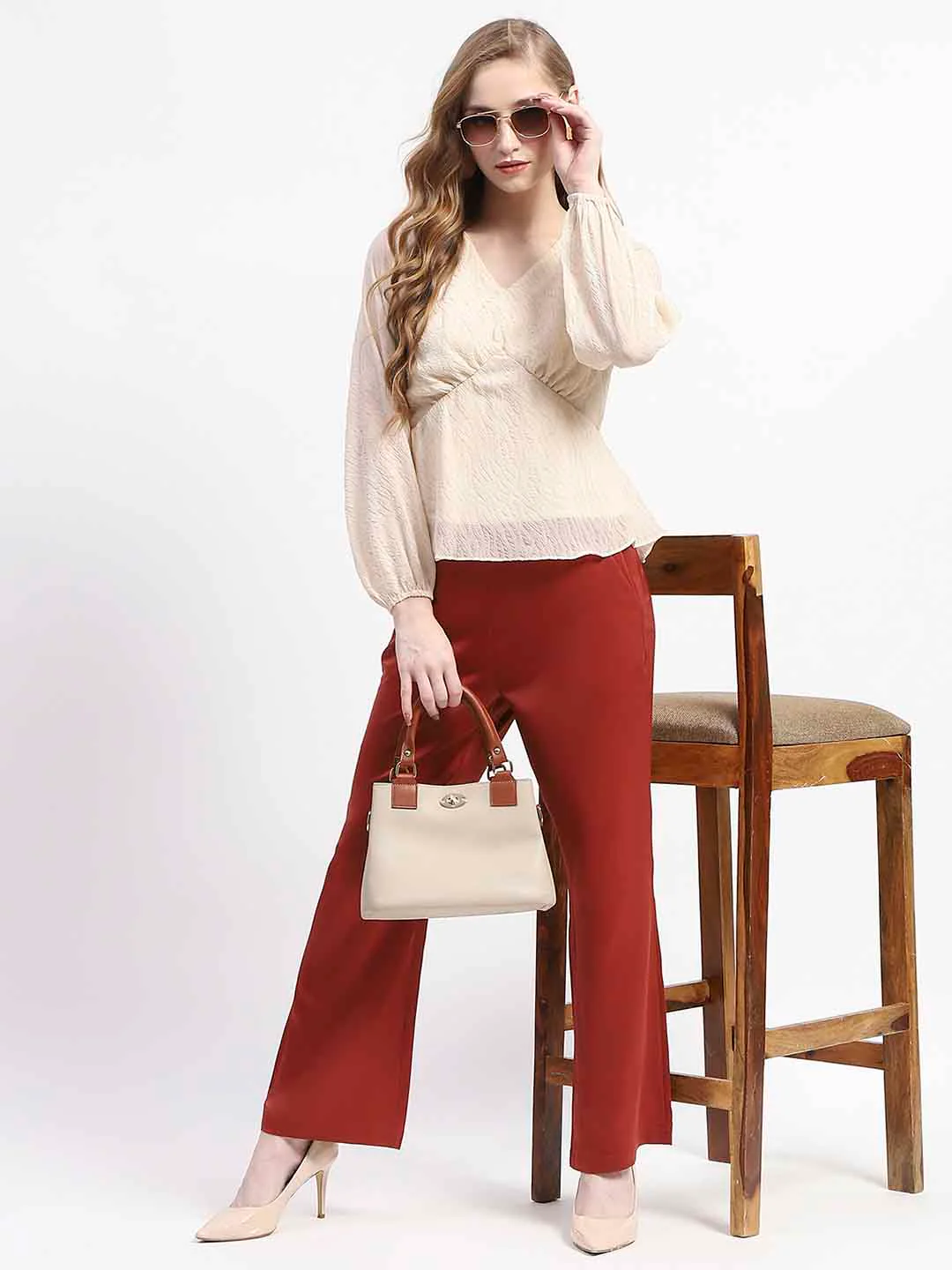 Madame Beige Empire Waist Top - Image 2