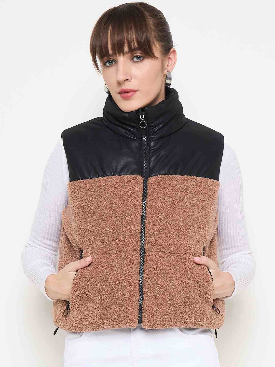 Madame Quilted Reversible Faux Fur Black Zipper Jacket - Image 6