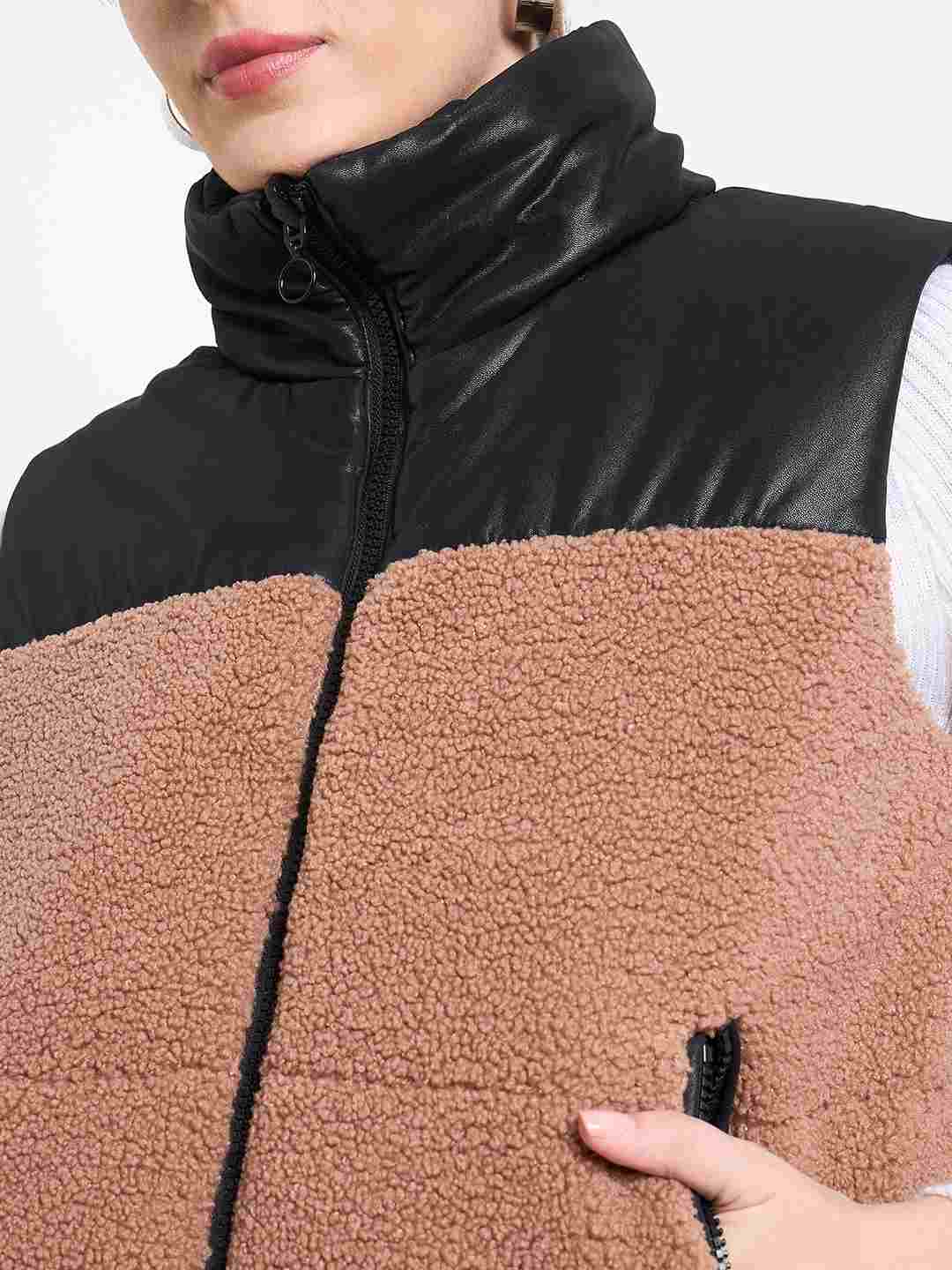 Madame Quilted Reversible Faux Fur Black Zipper Jacket - Image 8