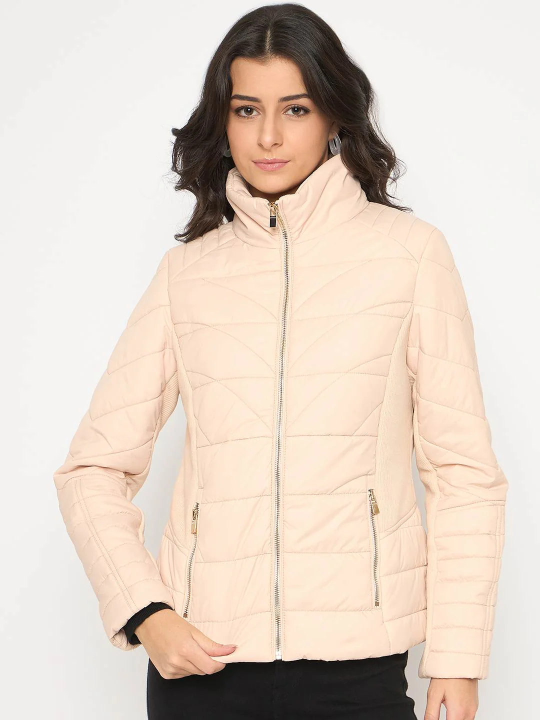Madame Corduroy Two In One Beige Quilted Jacket - Image 3