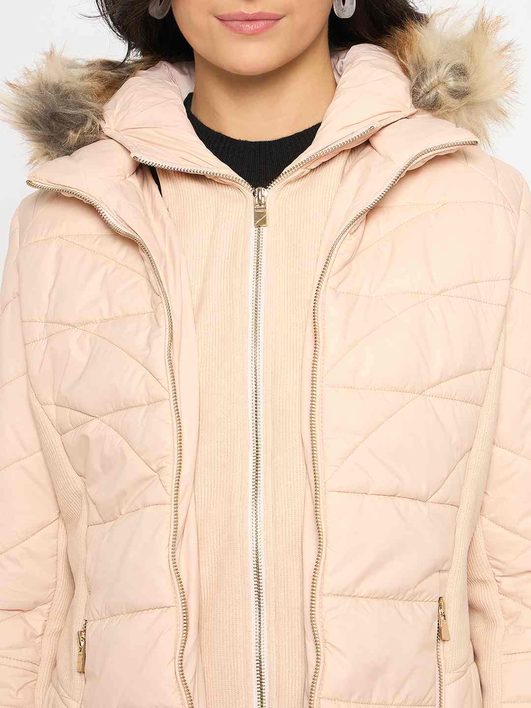 Madame Corduroy Two In One Beige Quilted Jacket - Image 7