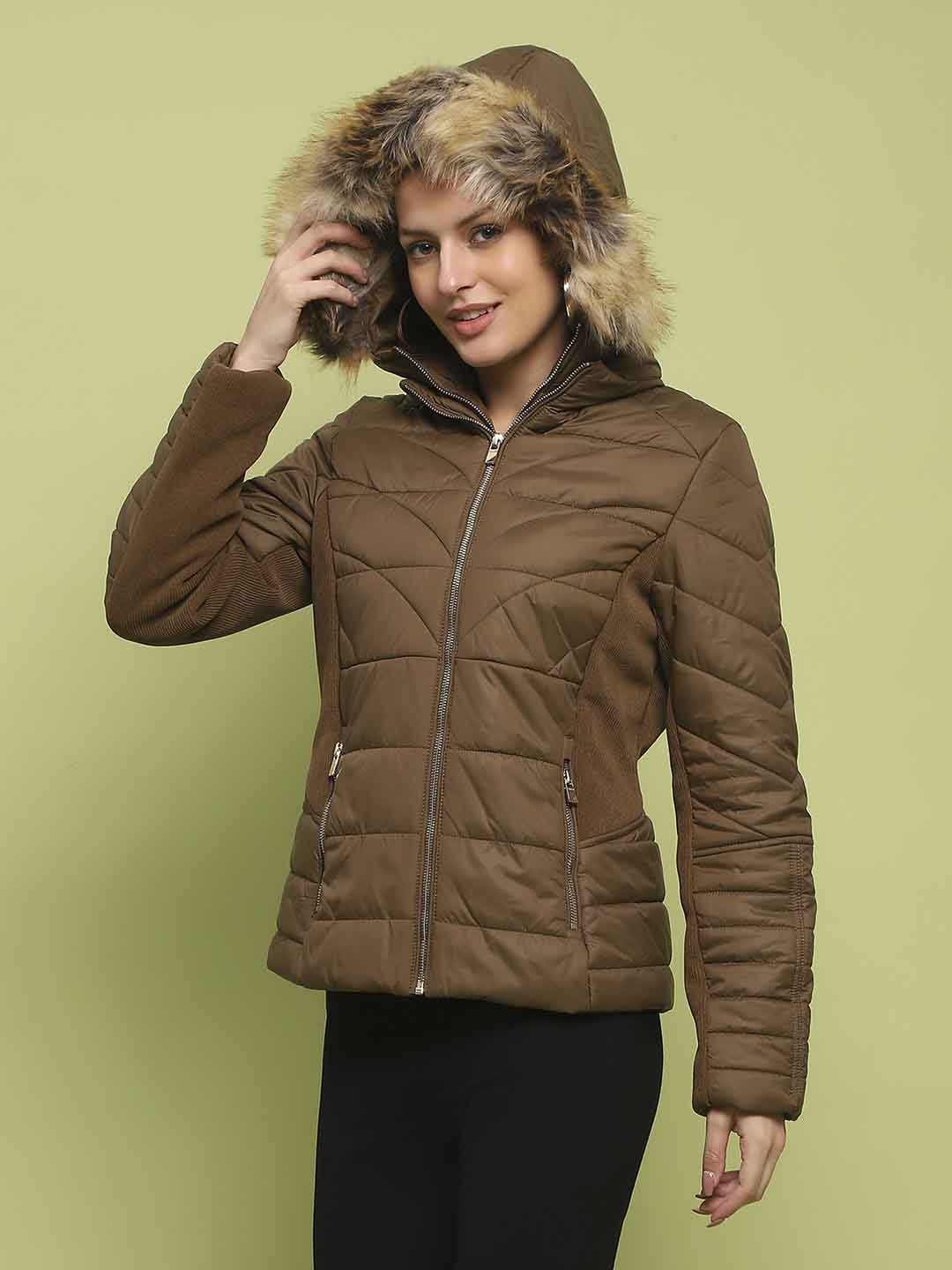 Madame Corduroy Two In One Brown Quilted Jacket - Image 5