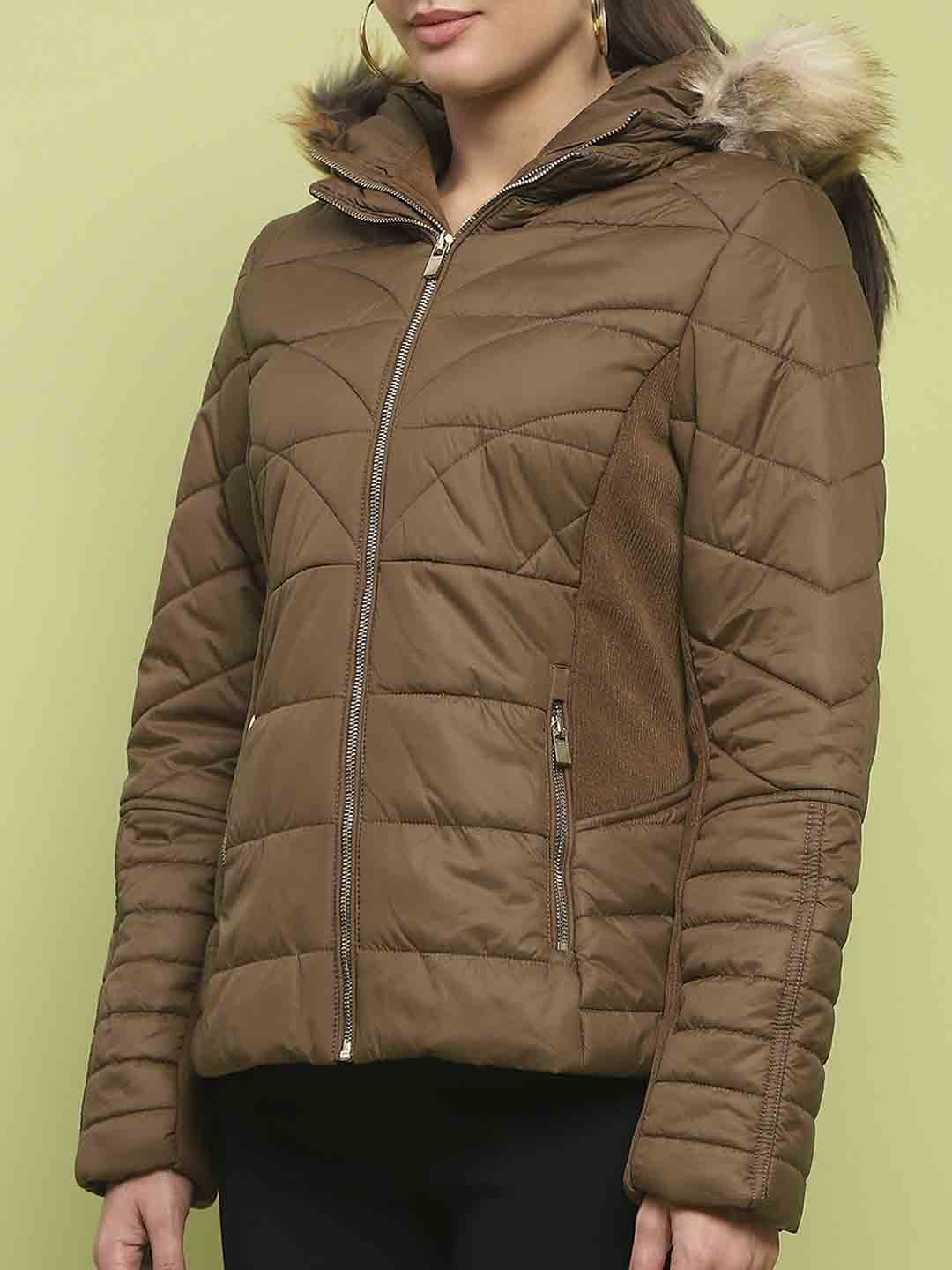 Madame Corduroy Two In One Brown Quilted Jacket - Image 7