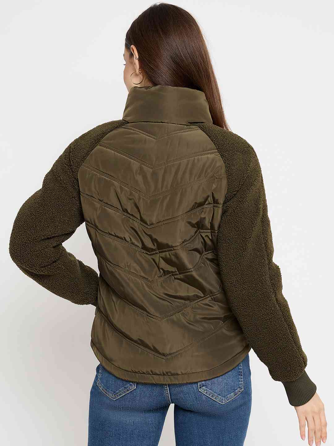 Madame Quilted Olive Green Jacket - Image 6