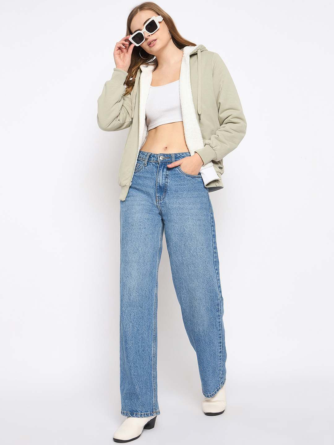 Madame Pear Green Hooded Zipper Sweatshirt - Image 2