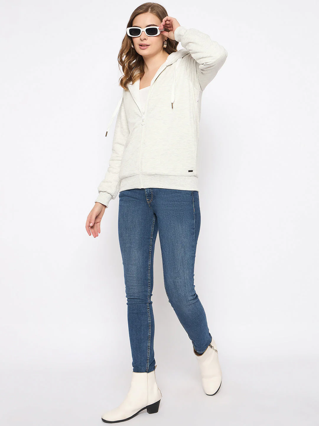 Madame White Fleece Hooded Sweatshirt - Image 2