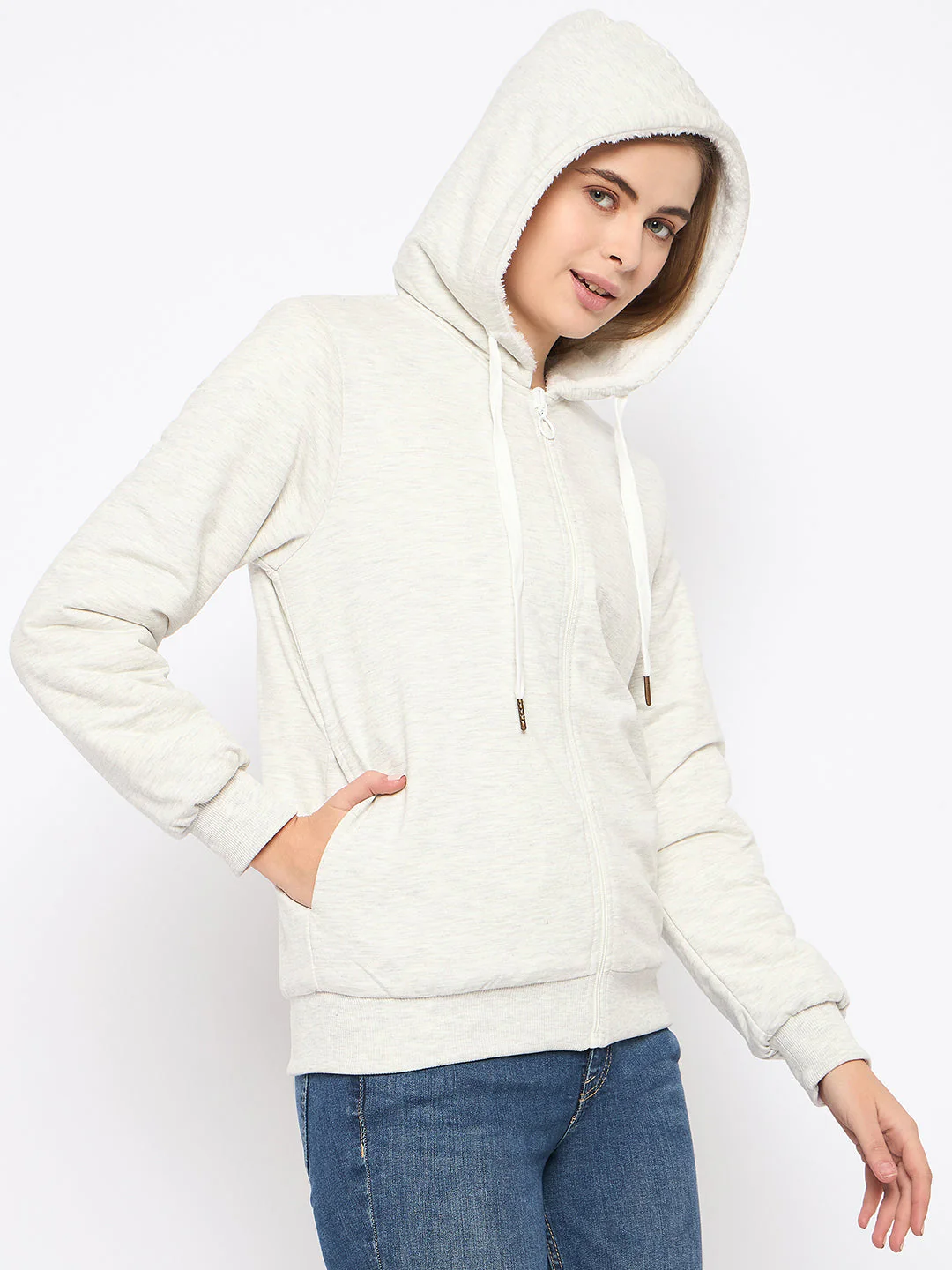 Madame White Fleece Hooded Sweatshirt - Image 4