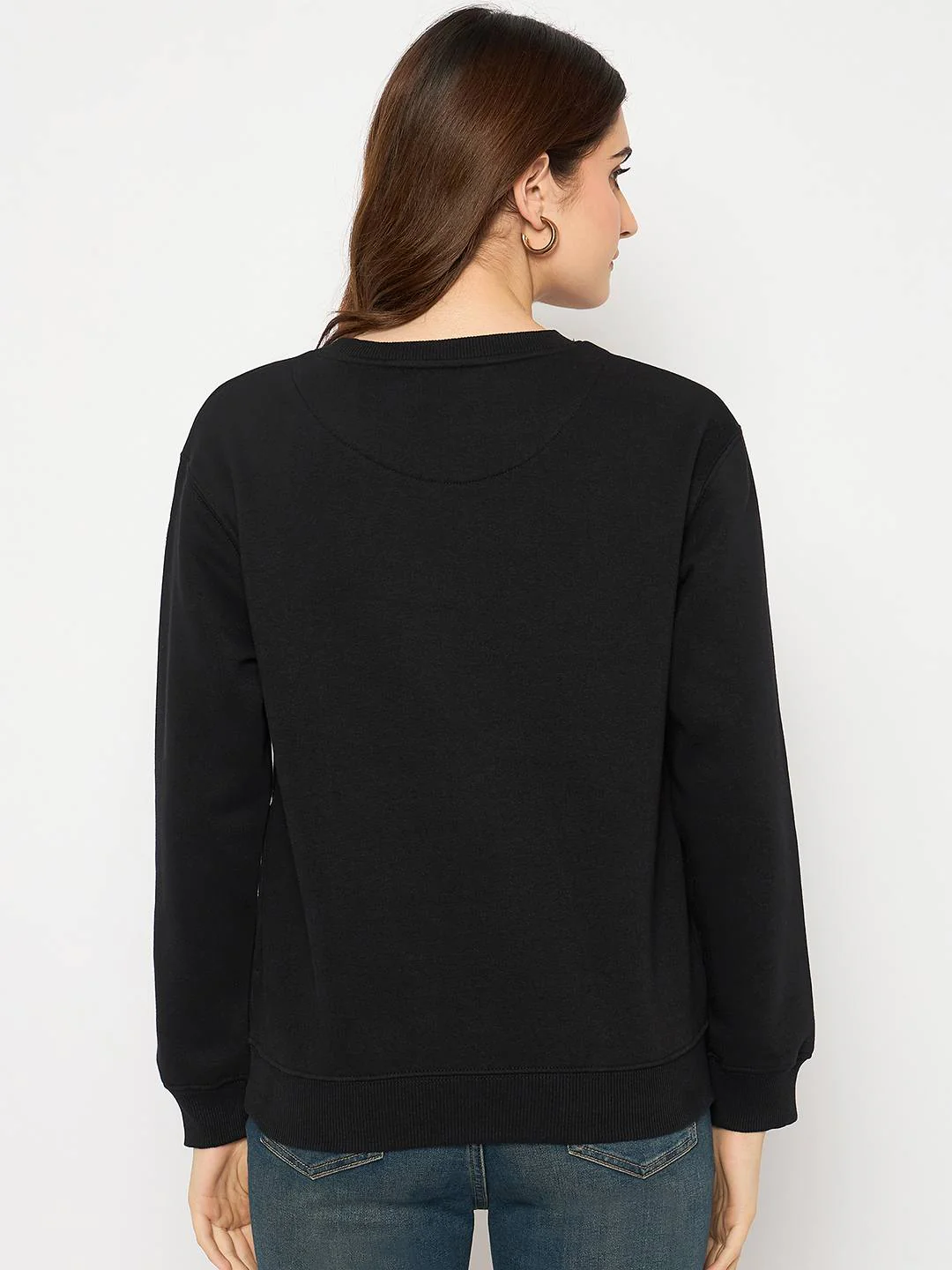 Madame Fleece Patched Black Sweatshirt - Image 6