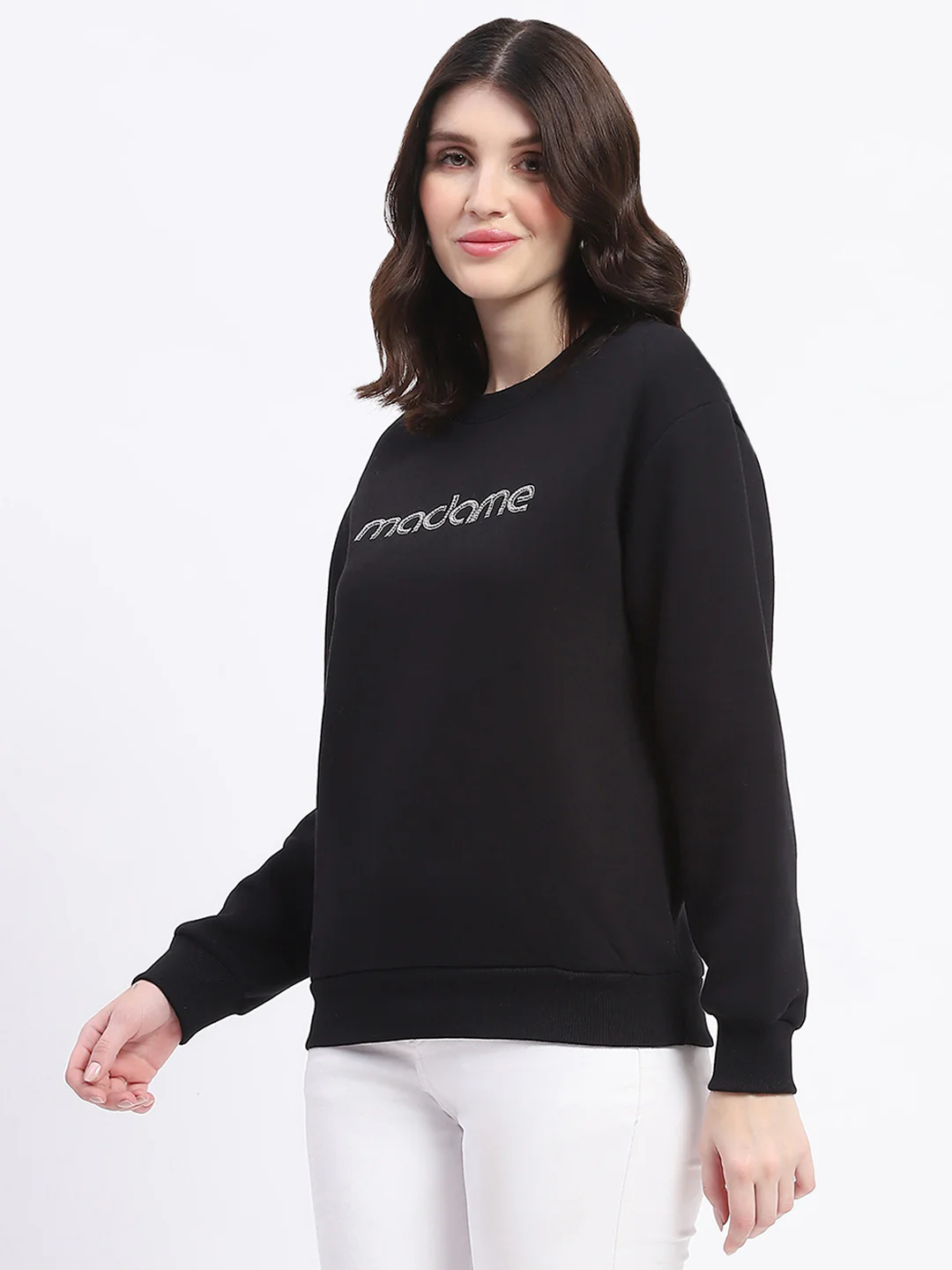 Madame Fleece Handwork And Embroidered Black Sweatshirt - Image 5