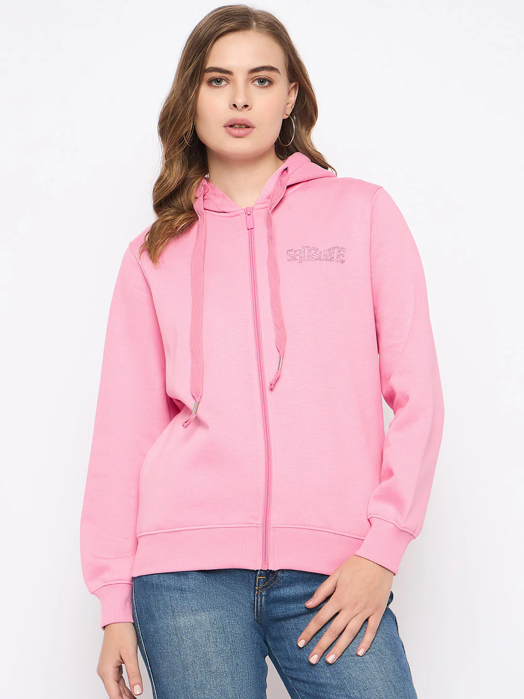 Madame Placement Print Detailed Pink Hooded Sweatshirt - Image 3