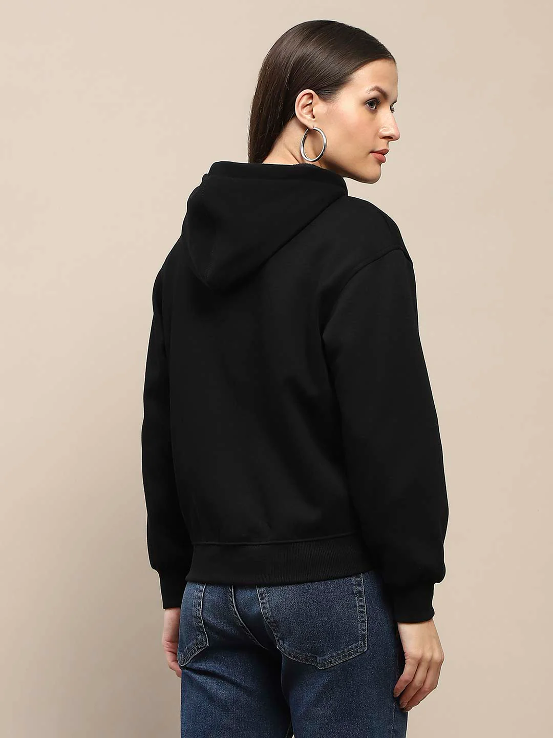 Madame Cotton Blend Black Zipped Sweatshirt - Image 4