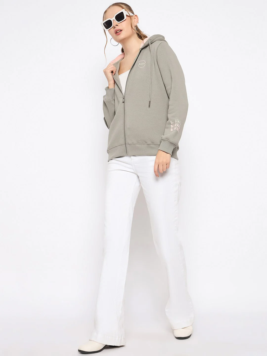Madame Placement Print Grey Hooded Sweatshirt - Image 3