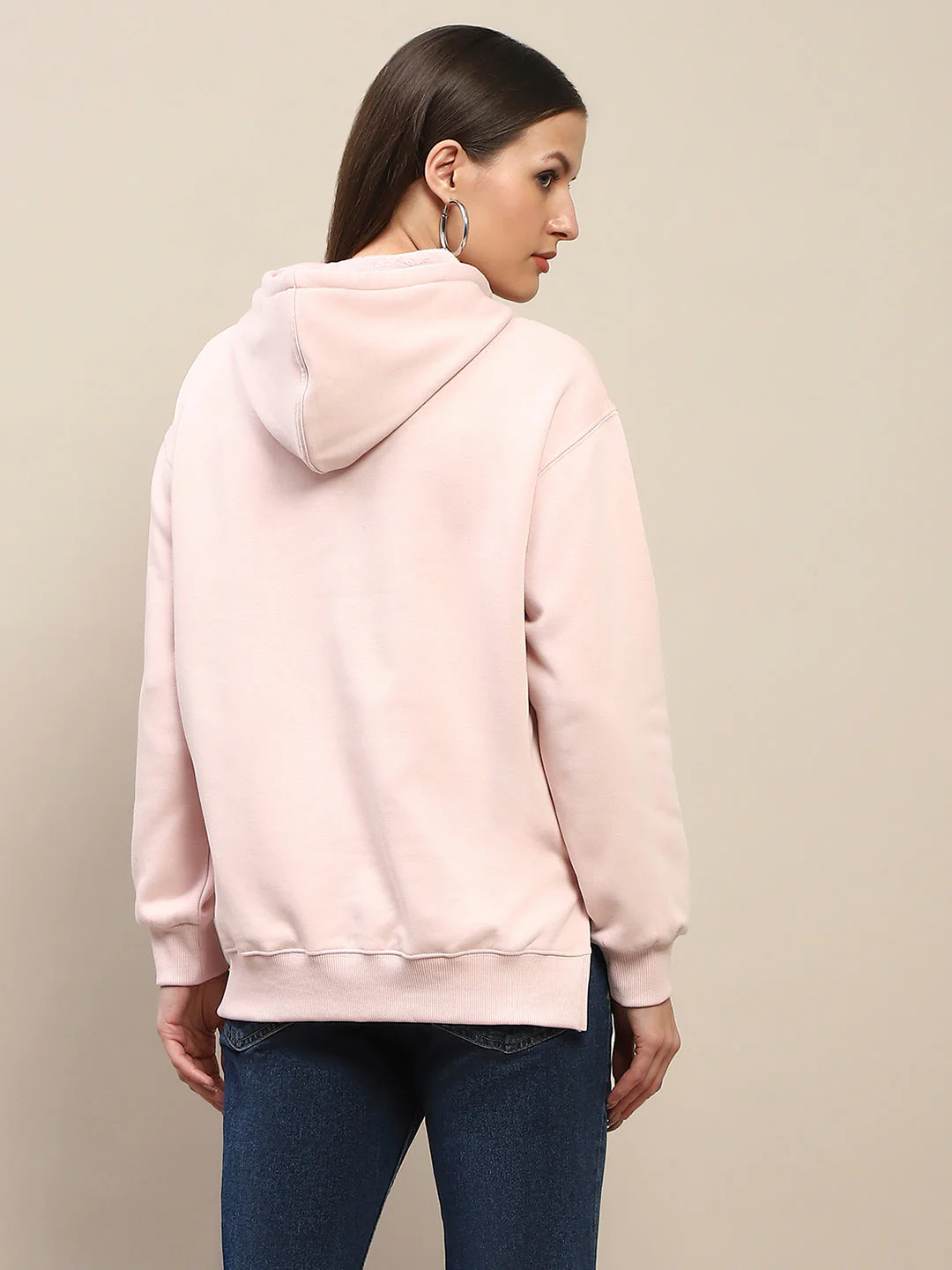 Madame Cotton Placement Print Hooded Dusty Pink Sweatshirt - Image 6