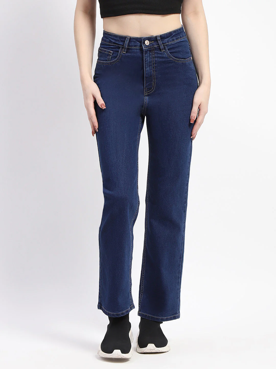 Madame Straight-Fit Dark Blue Cotton Denim Jeans - Image 2